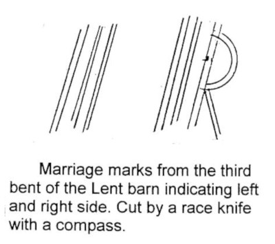 Drawing of marriage marks from the Lent Barn
